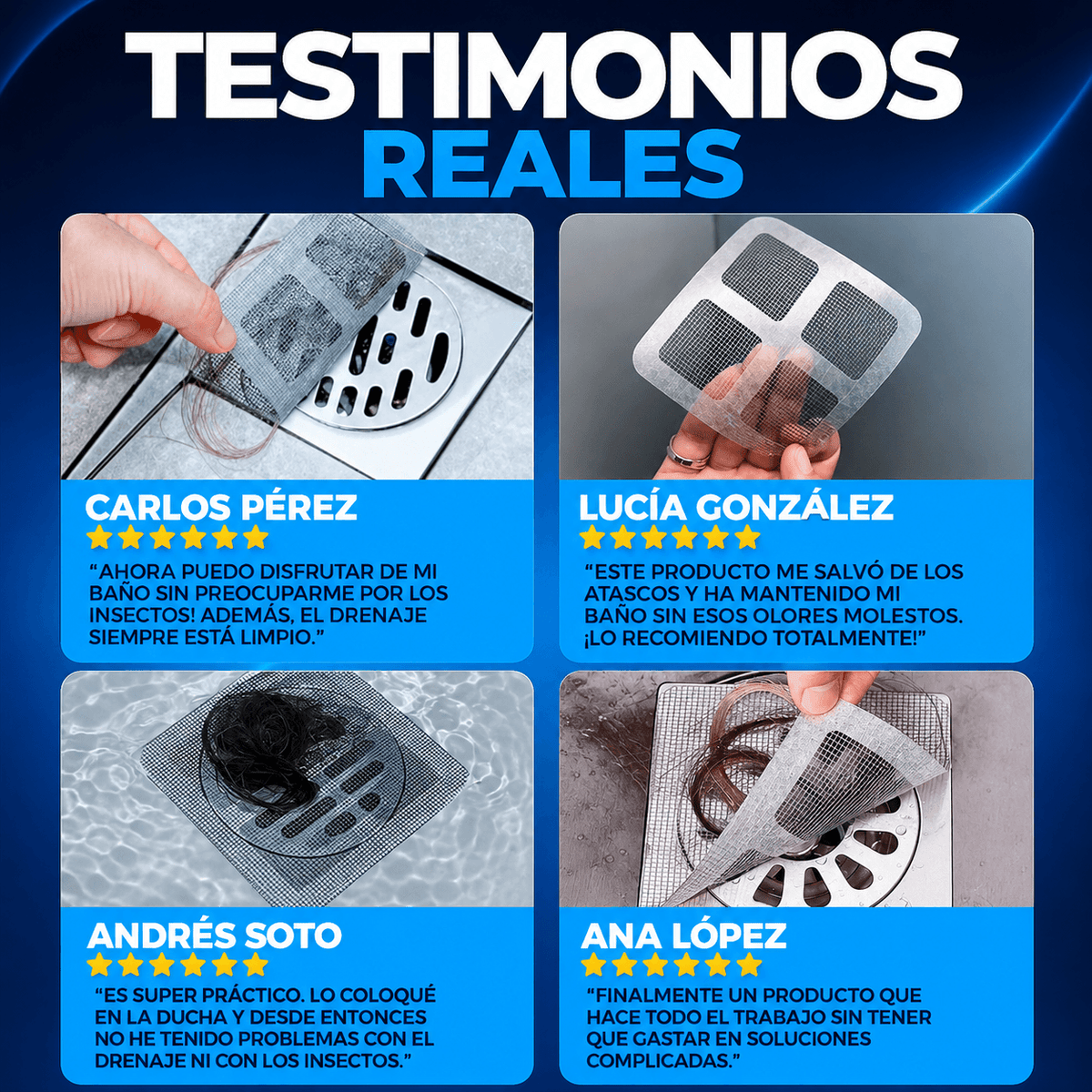 DrenaFix™ - Retiene pelos antes del desagüe