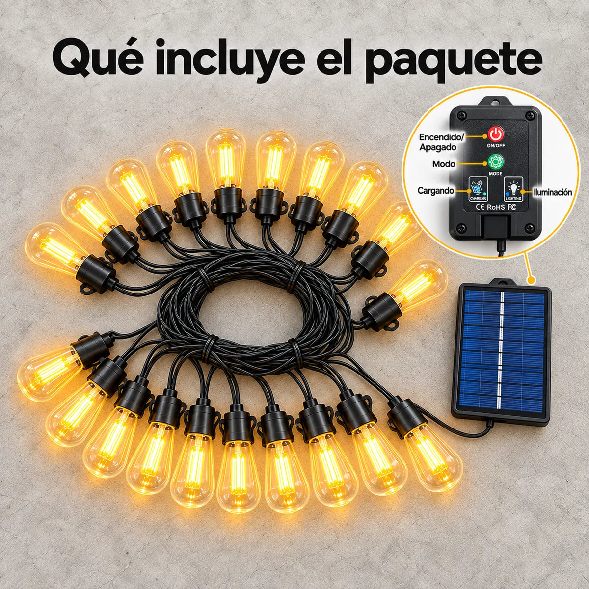 Lúmina™ - 20 metros de luz cálida sin enchufes