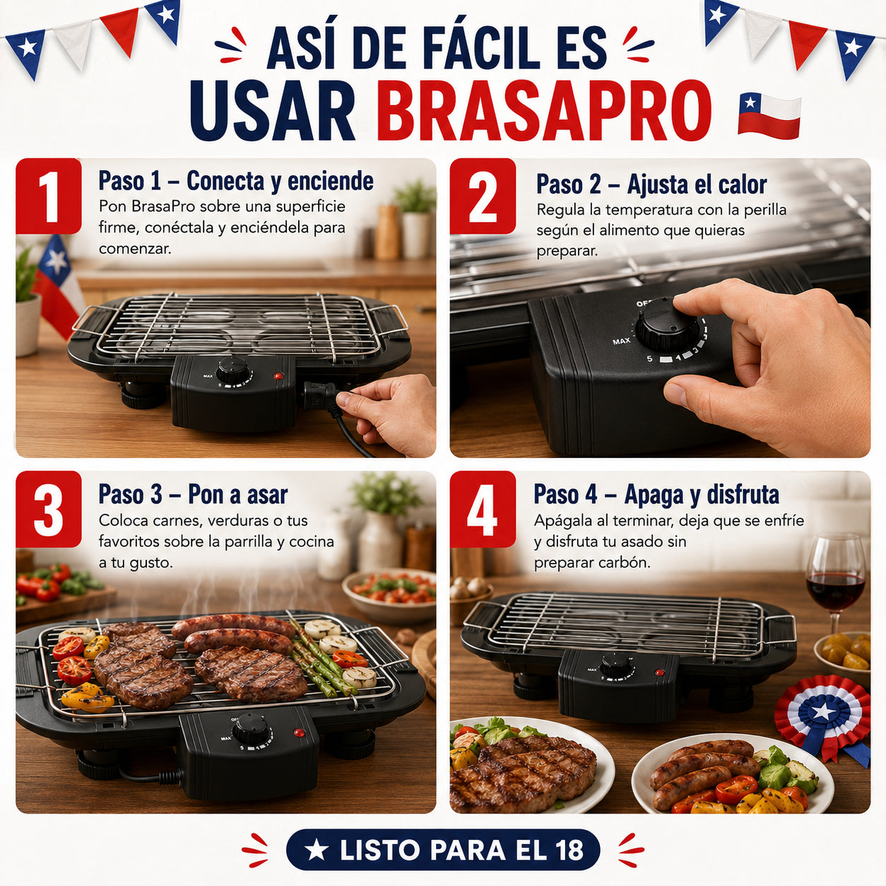 BrasaPro™ 2000W - Disfruta asados sin usar carbón