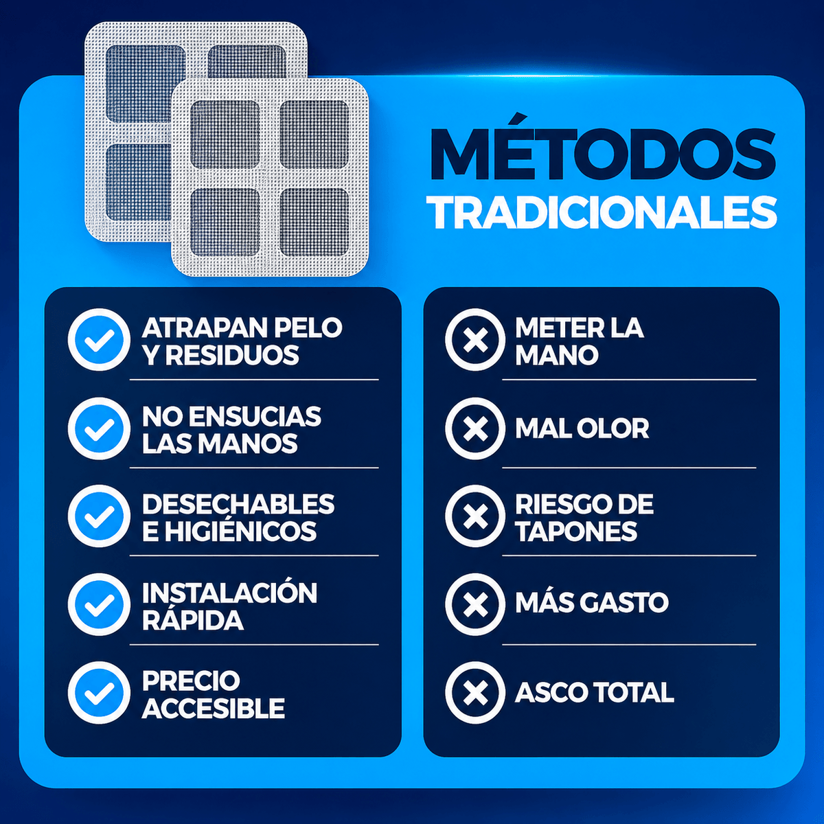 DrenaFix™ - Retiene pelos antes del desagüe
