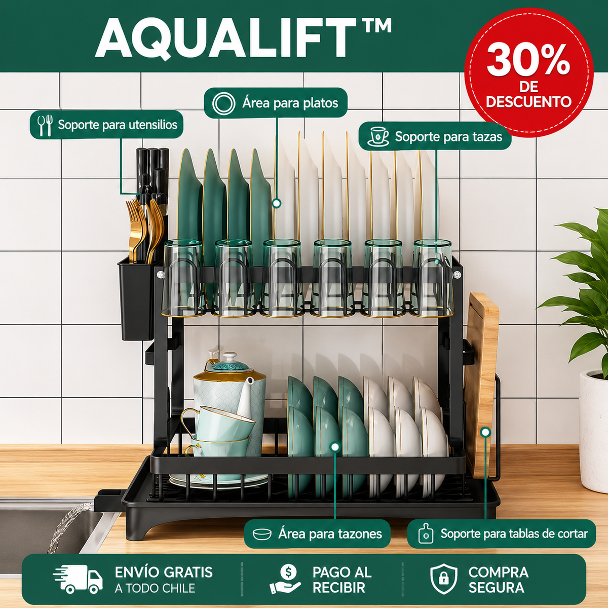 Aqualift™ - Ordena y seca más en menos espacio