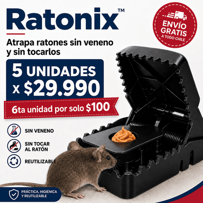 Ratonix™ - Atrapa ratones sin veneno y sin tocarlos