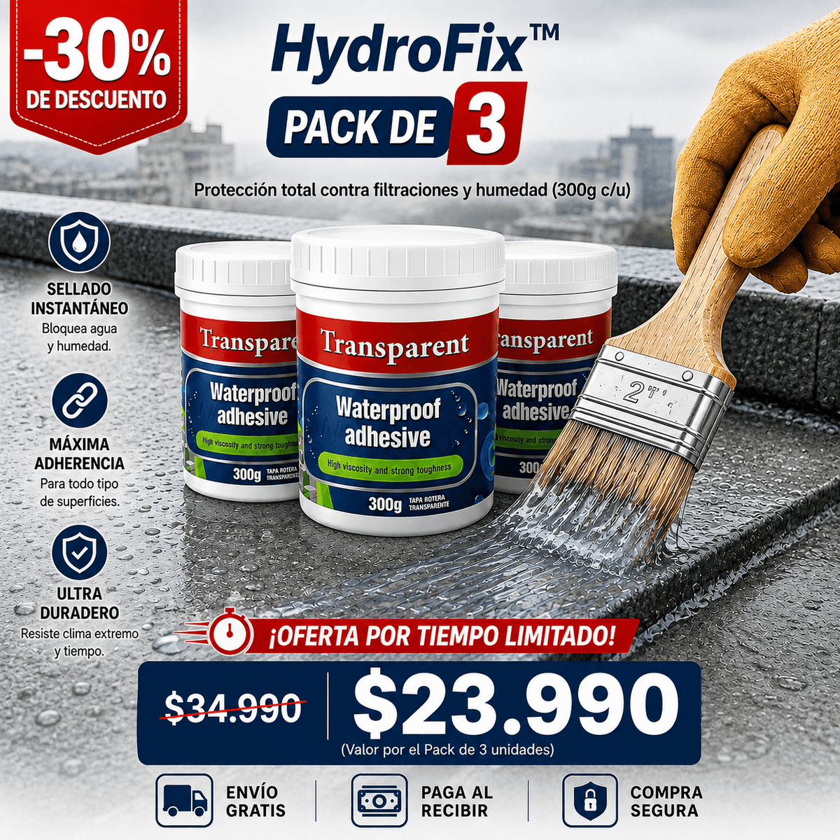 HydroFix™ - Sella goteras y evita filtraciones