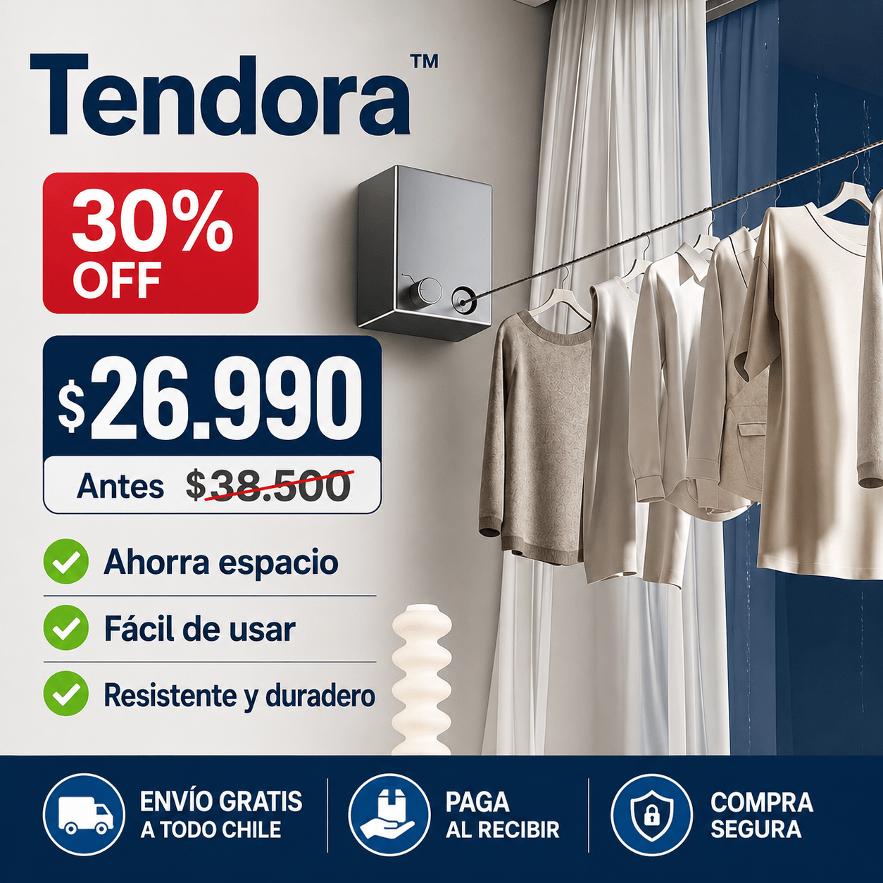 Tendora™ - Seca tu ropa y libera espacio
