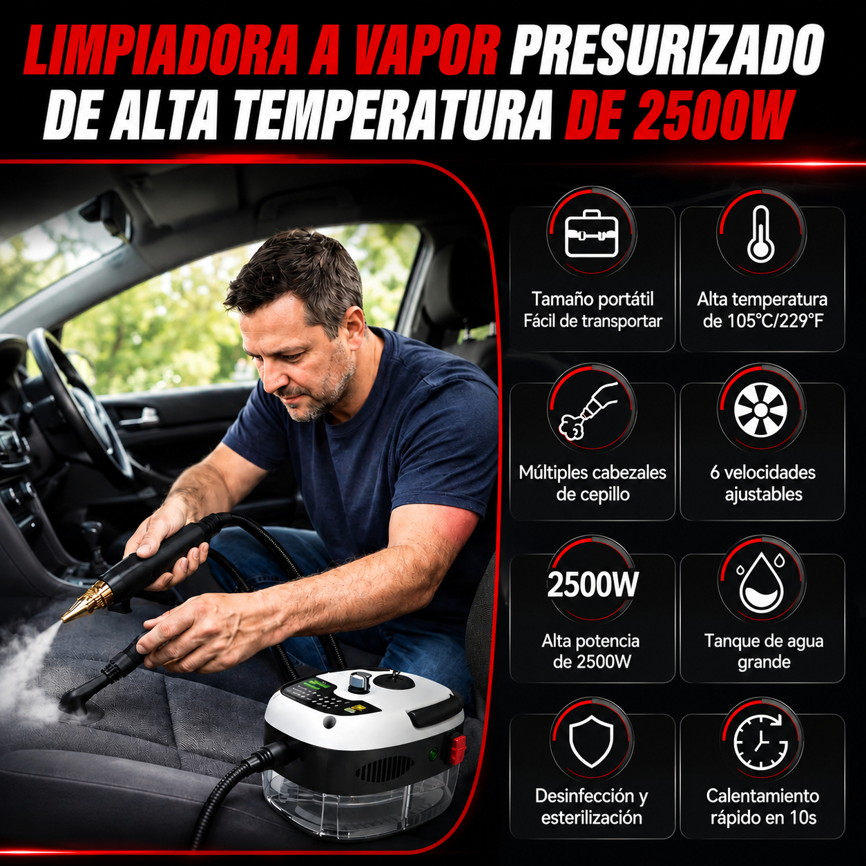 VaporClean Pro™ - Deja tu auto impecable en minutos