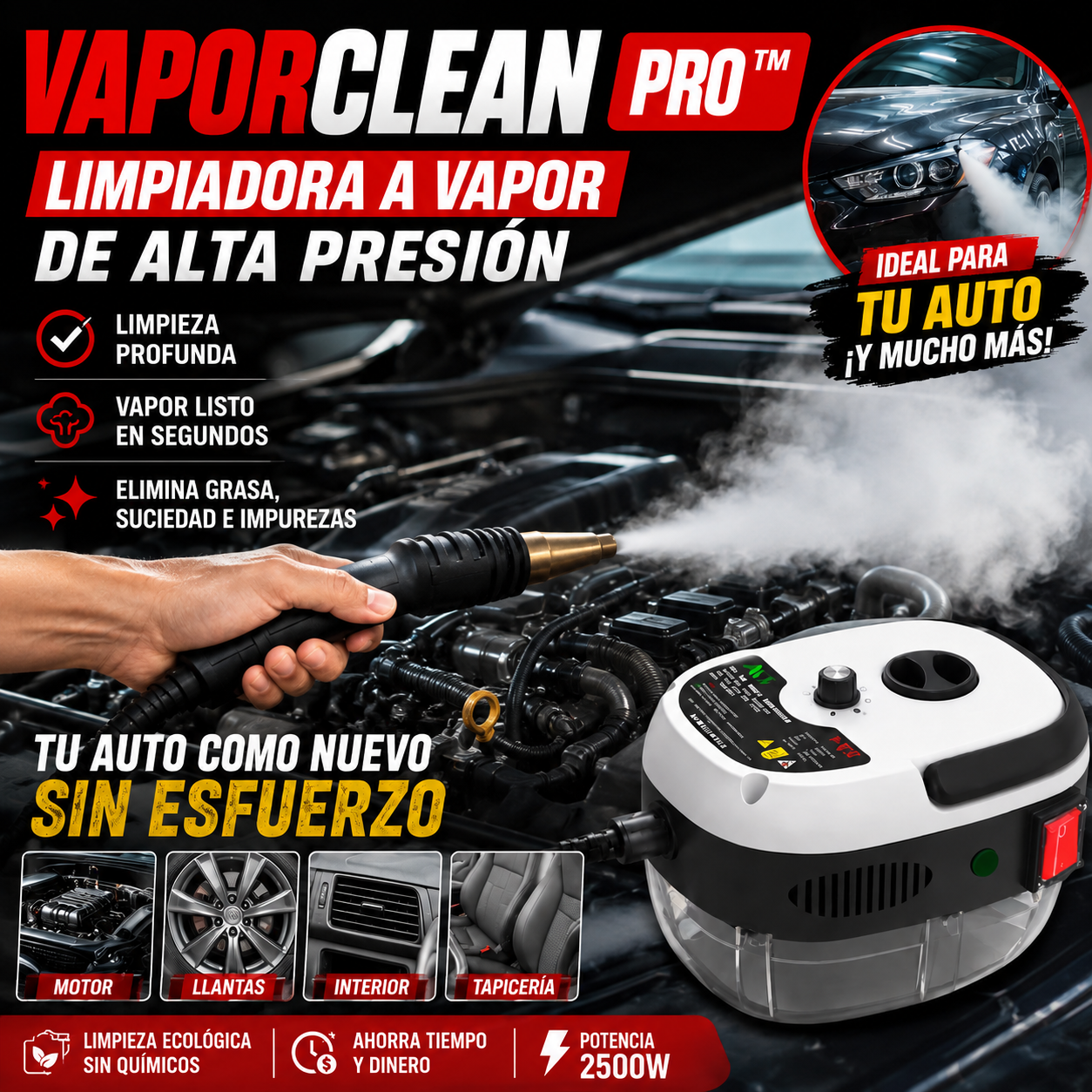 VaporClean Pro™ - Deja tu auto impecable en minutos